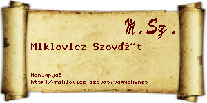 Miklovicz Szovát névjegykártya